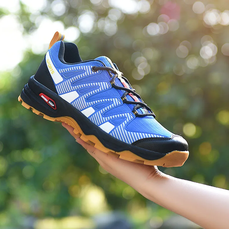 Buty do kolarstwa górskiego LiXingMing Męskie niebieskie, duże, rozmiary do 48 # Antypoślizgowe, bez zamka, rower MTB, turystyka na świeżym