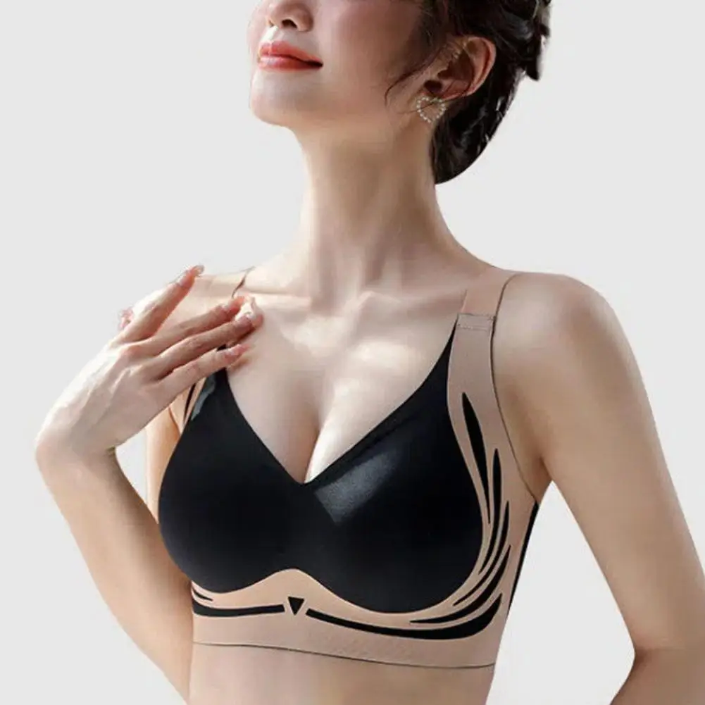 2024 Women Bra Elastic Shoulder Strap Wireless 3D Cup Push-up Sport Yoga Bra