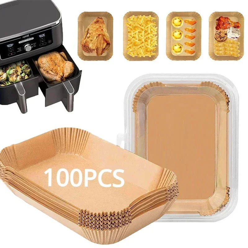 Disposable Air Fryer Grill Rectangular Large Capacity Baking Tray NonStick Air Fryer Inner Lining Paper Tray Kitchen Accessories