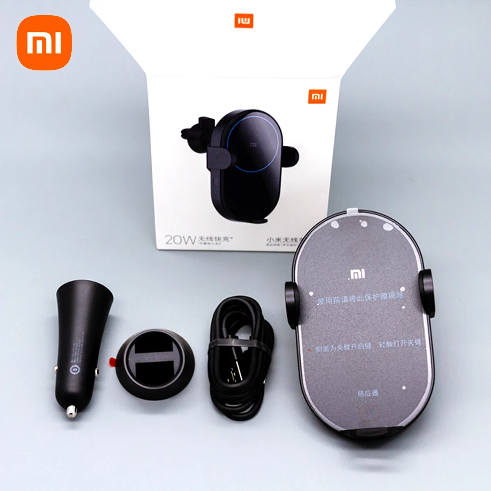 Original Xiaomi Wireless Car Charger 20W Max Electric Auto Pinch 25D Glass Qi Smart Quick Charge Fast Charger for Iphone Samsung