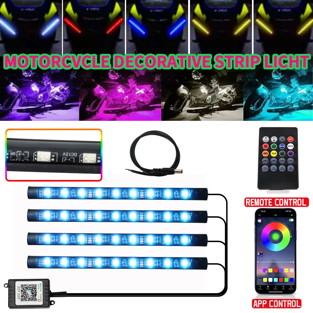 36LED Motorcycle LED Neon Strip Light Wireless RGB Remote Control UnderGlow Lamp For Harley Yamaha Car Decorative Light Strip