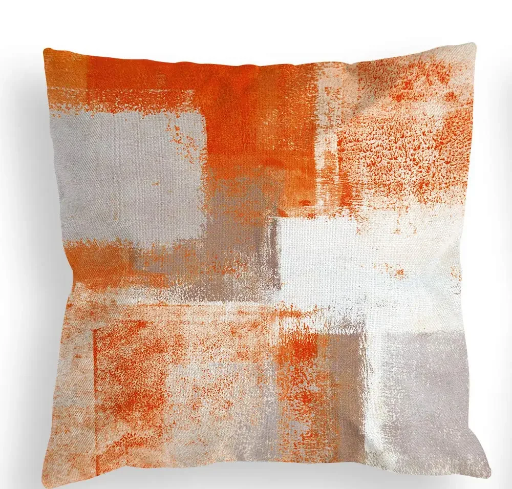 Orange and gray three-color linen pillowcase sofa cushion cover home decoration can be customized for you 40x40 50x50 60x60