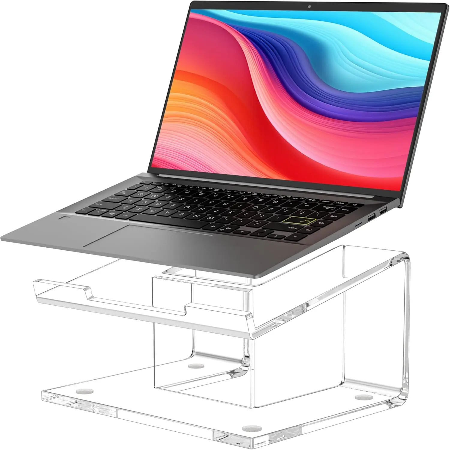 

Acrylic Laptop Stand for Desk, Ergonomic Riser Compatible with 10-15.6 Inch Macbooks and Notebooks - Clear
