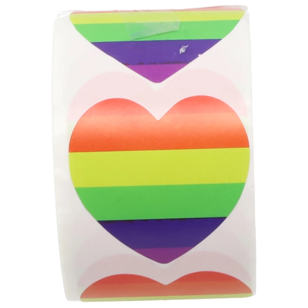 Roll of 500pcs For Rainbow Heart Stickers for Decorating Items Like Laptops Backpacks Envelopes Journals and Bottles