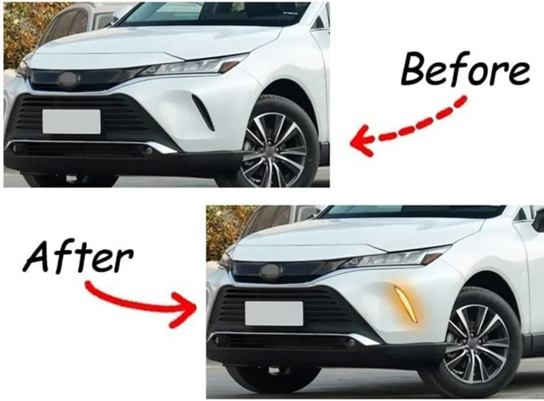 For Toyota Venza Harrier 2021 2022 Front Bumper LED Fog Lamps Foglamp DRL Daytime Running Lightdrl