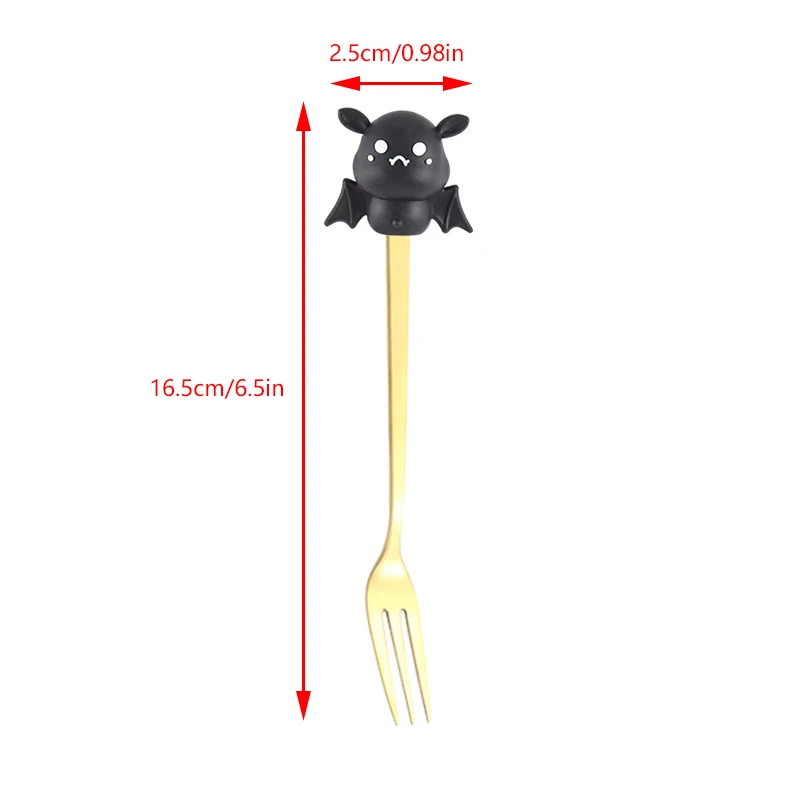 Couverts de table à manger en acier inoxydable, fourcommuniste à café, cadeaux d'Halloween, fournitures de fête, souvenirs de sorcière fantôme chauve-souris