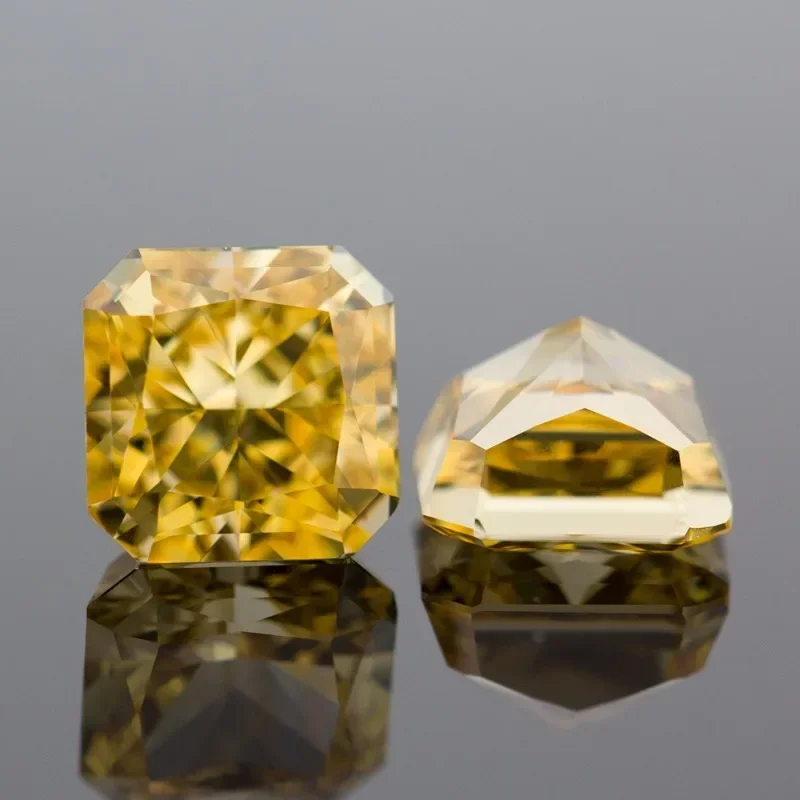 

Cubic Zirconia Square Crushed Ice Cut Golden Yellow Gemstones Synthetic Lab Zircon CZ 4K Cutting 5A+ Jewelry Making Material