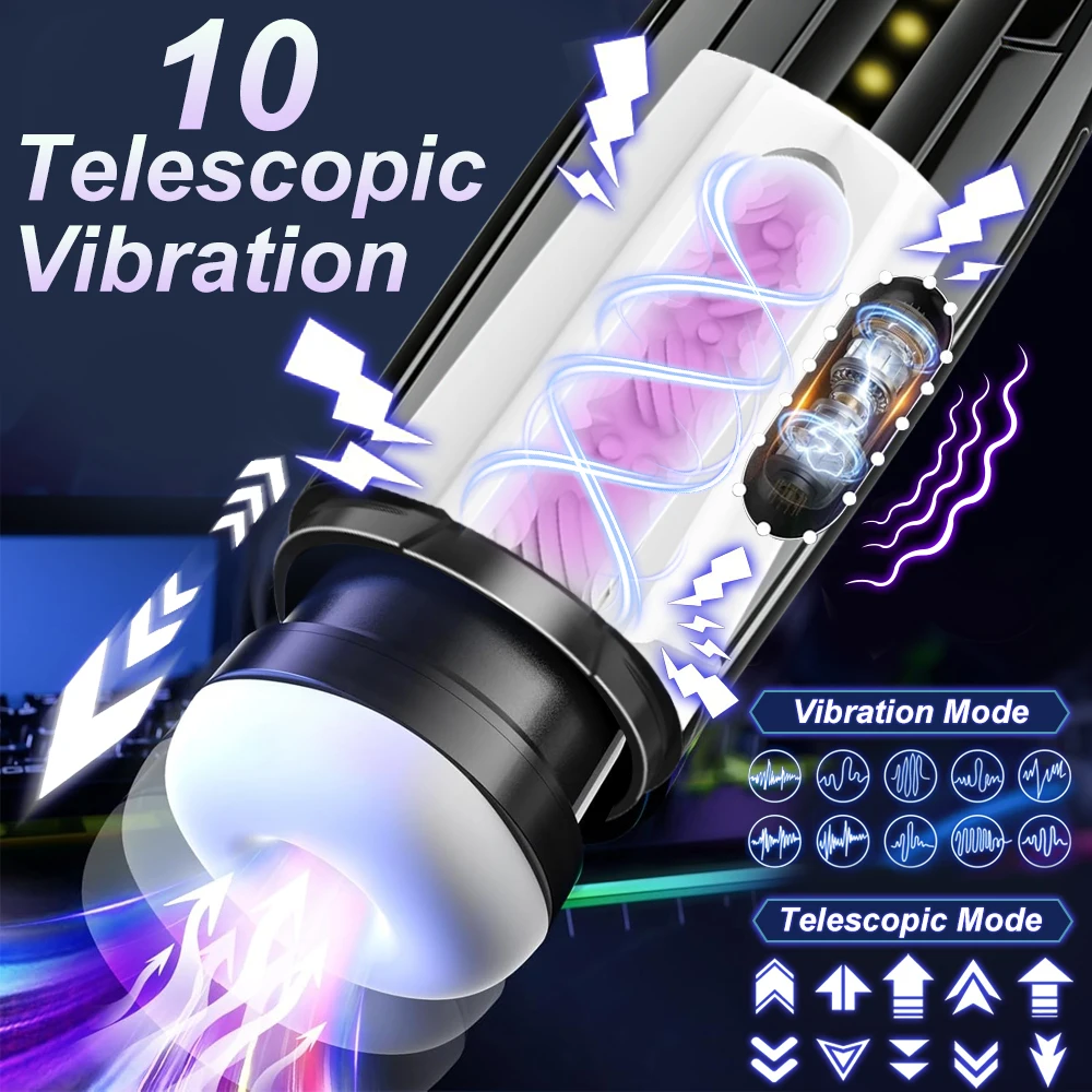 3 IN 1 Automatic Telescopic Sucking Male Masturbator Cup  Enlargement Penis Pump Vibrating Pussy Real Vagina Sex Toys for Men view 2