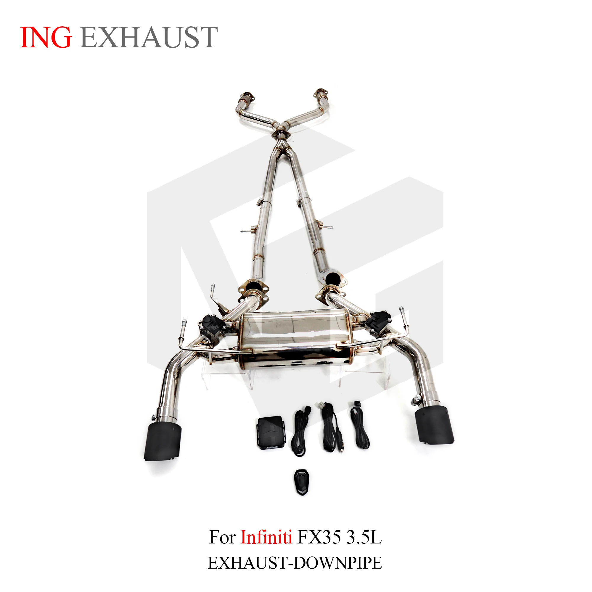 

ING Exhaust Stainless steel 304 Remote Valve Catback for Infiniti FX35 3.5L 3.7 Electronic Control Black tips Performance System