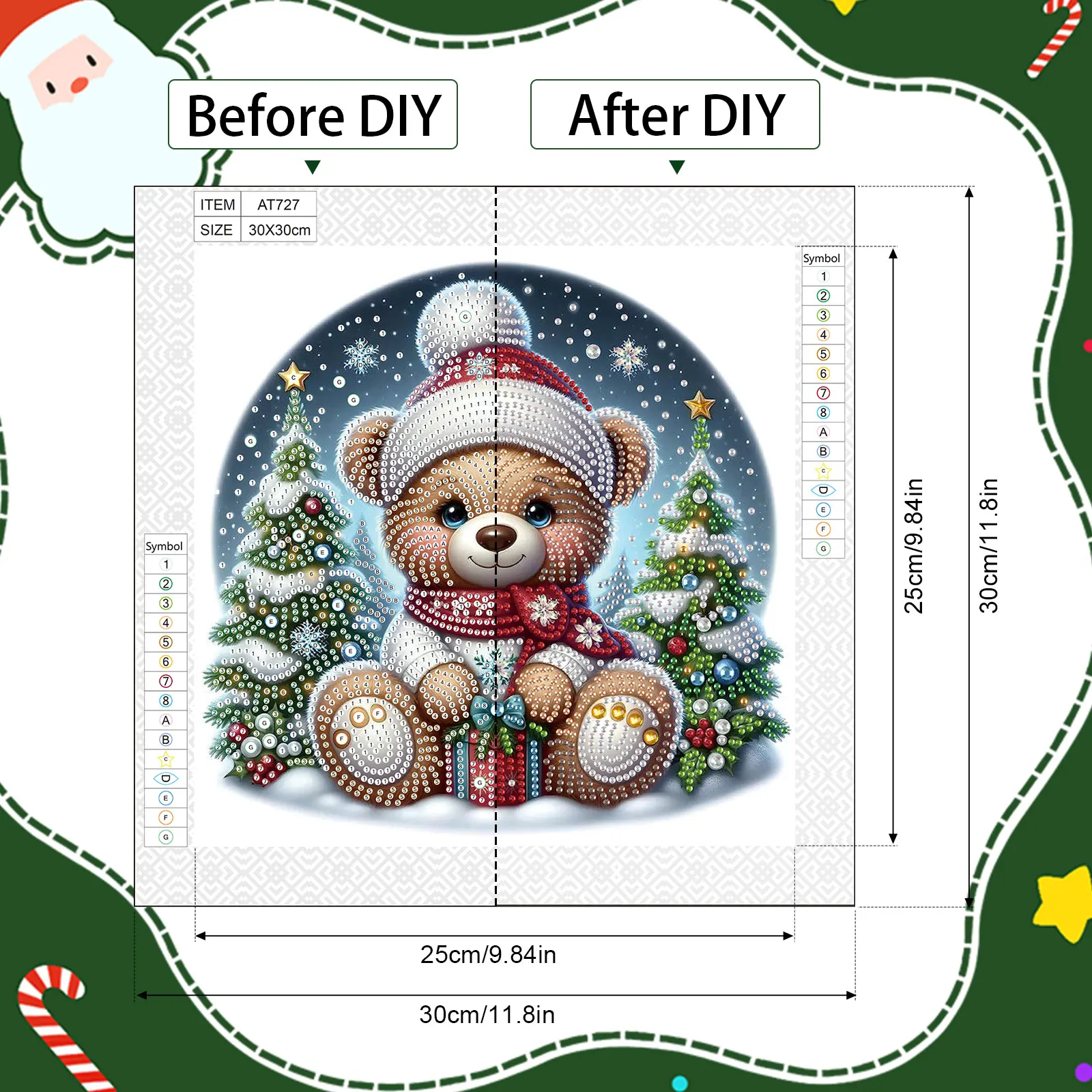 مجموعة طلاء الماس للبالغين، الدب عيد الميلاد شكل خاص فن الماس للمبتدئين، لوحة ماسية كهدية تزيين المنزل #2