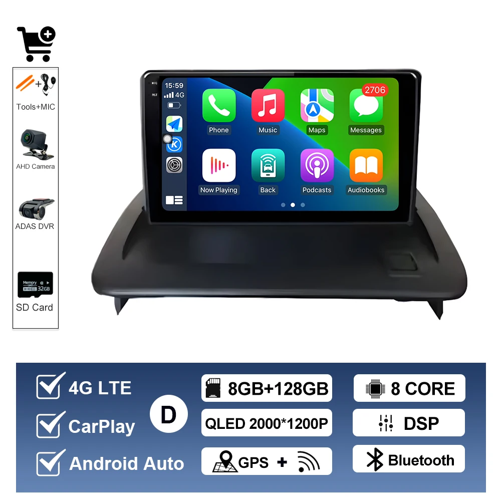 Draadloze CarPlay Voor Volvo C30 S40 V50 C70 2004-2012 Autoradio Multimedia Display Touchscreen Android auto Head Unit navigatie