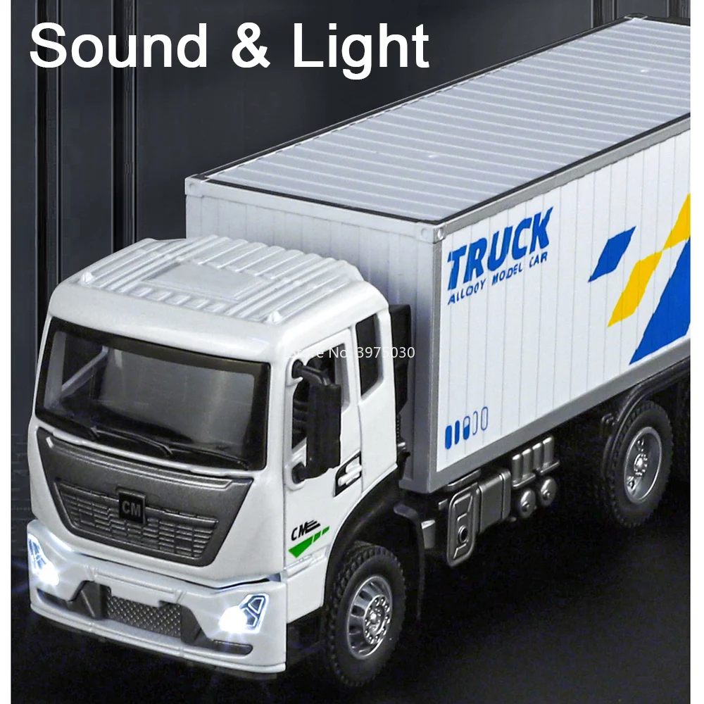 1:32 Alloy Container Transport Truck Cars Toy Models Wheel Pull Back Vehicles 3 Doors Opened Miniature Car Boys Educational Toys