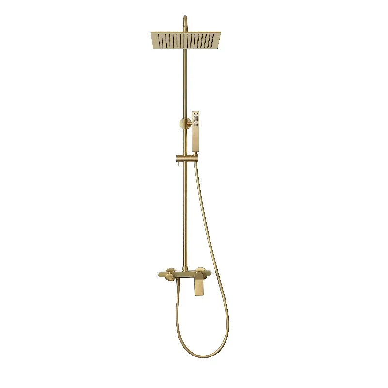 3 Feature Gold Deluxe Shower Set Brushed Brass Shower