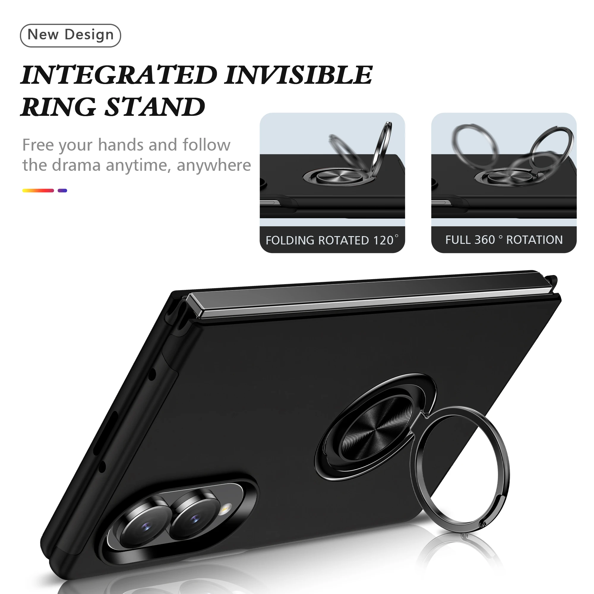 Folding Case for Samsung Galaxy Z Fold 8 Ultra 7 Fold8 Fold7 Finger Ring Holder Shockproof Protection Cover Cases