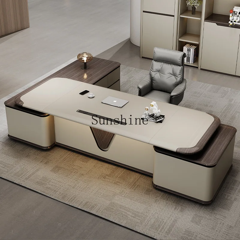 

Light luxury boss, office, simple and modern, high-end, leadership table and chair combination