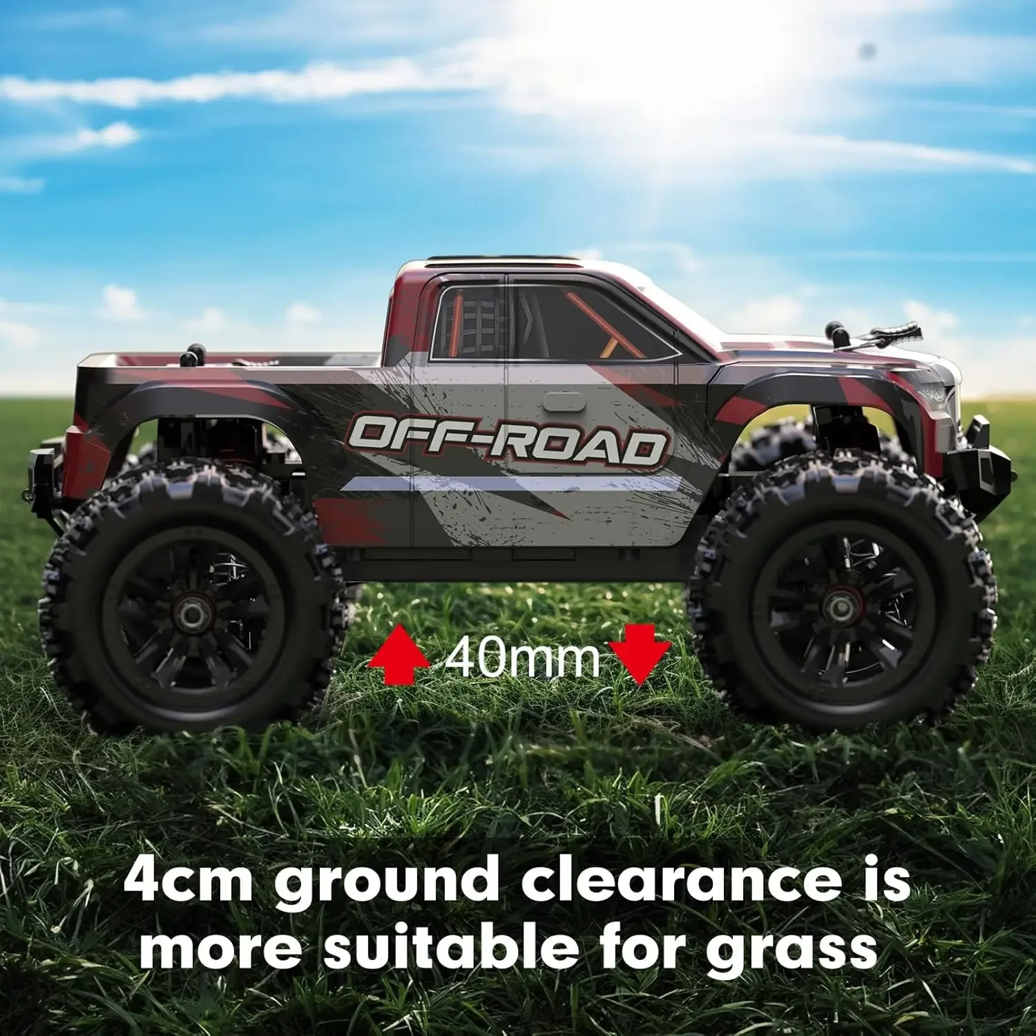 شاحنة RC 1/16 4X4 - سيارة RTR متينة للمبتدئين، سرعة عالية 38 كم/ساعة، جهاز تحكم عن بعد مع بطارية 2S 1500 مللي أمبير في الساعة