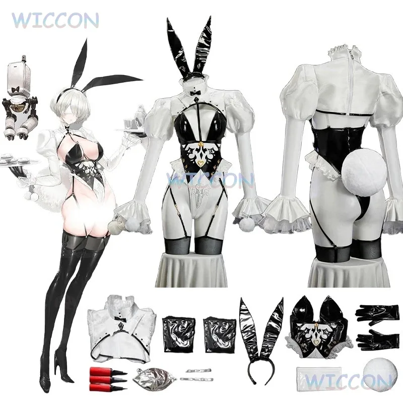25COSGame NieR: Automata 2B أزياء تنكرية لفتاة الأرنب زي مثير للخادمة Doujin أغطية الرأس الدعائم شعر مستعار لحفلة الهالوين لعب الأدوار Cl