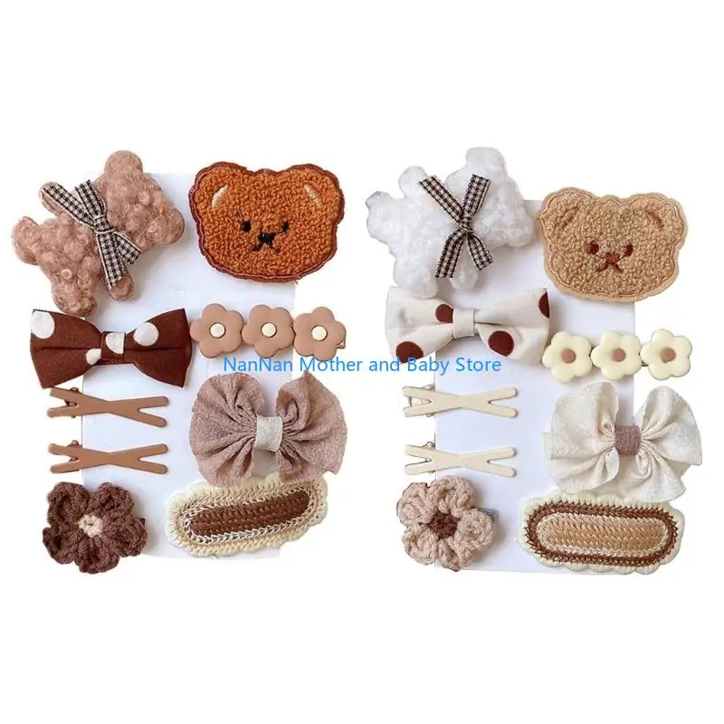 

9pcs/set Hair Barrettes Set Girl Hair Clip Set Bear Hair Clip For Girl Bow