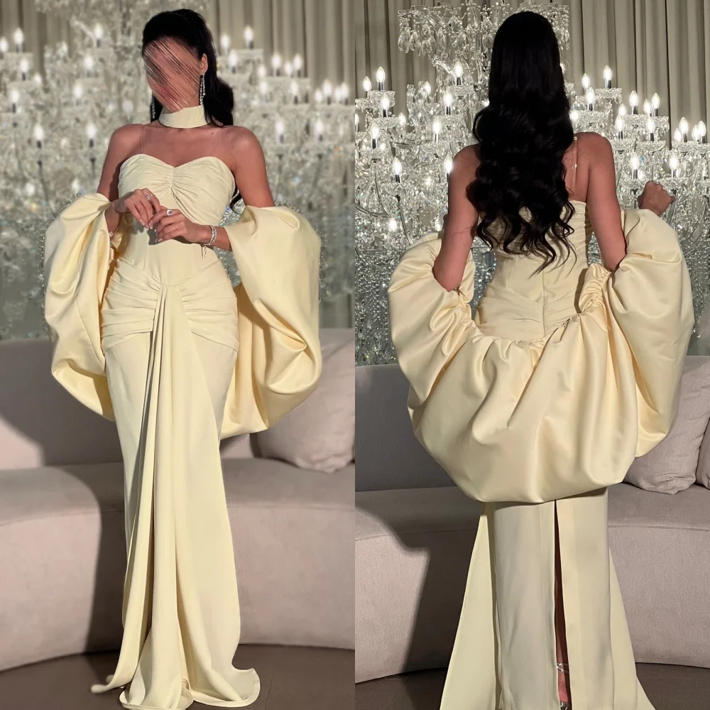 

Customized Simple High Quality Jersey Pleat Ruched Mermaid Strapless Long Dresses Bespoke Occasion Dresses Sizes Available Sexy