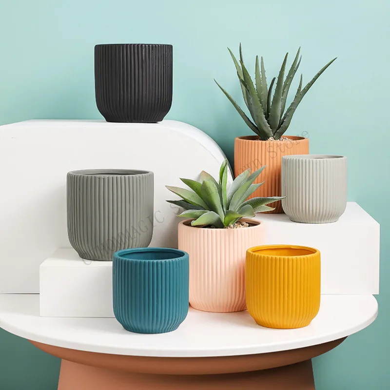 Nordic Style Ins Ceramic Flowerpot With Tray Fashion Simple Indoor Living Room Pot For Flowers Lvluo Bonsai Home Decoration Gifs