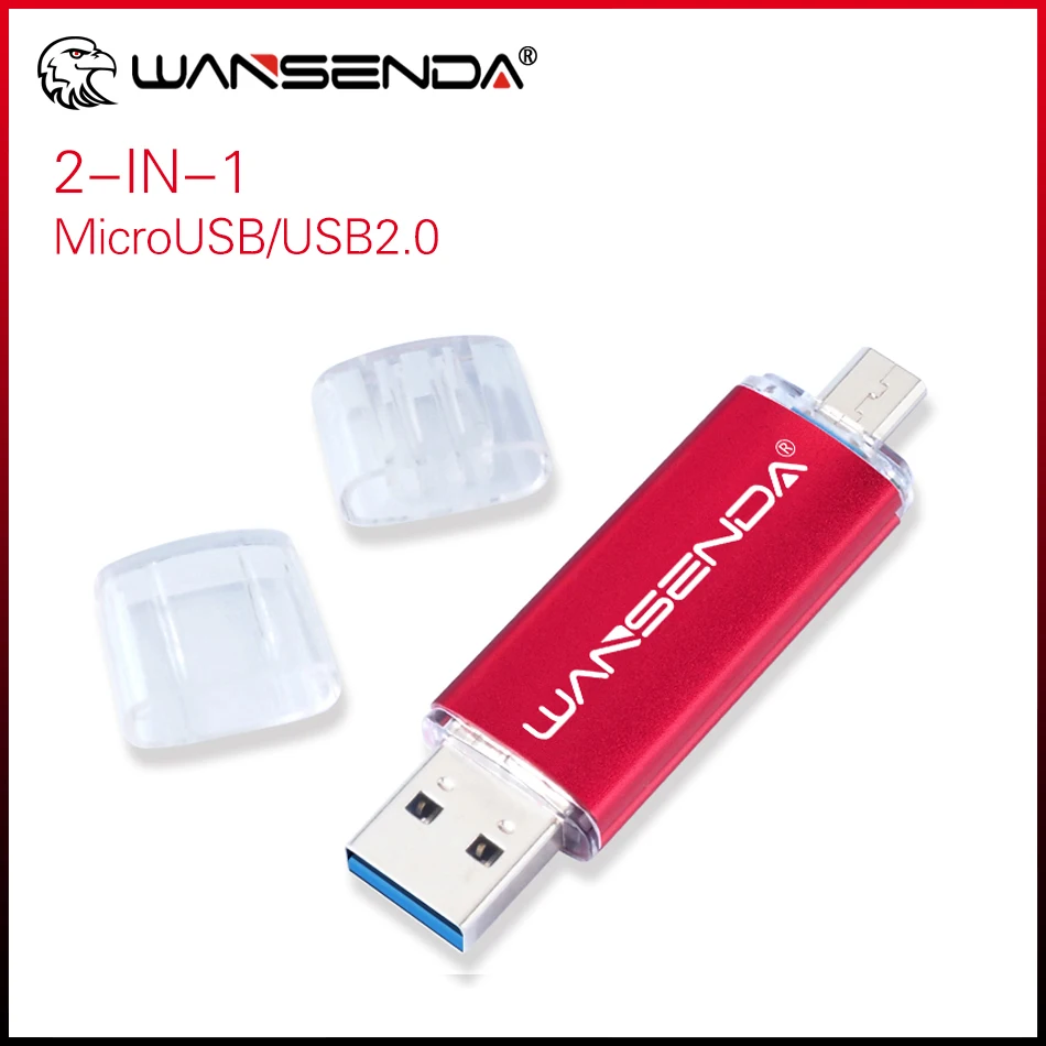 WANSENDA High Speed OTG USB 3.0 Flash Drive 32GB 64GB 128GB 256GB Pendrive 2 IN 1 MicroUSB Memory Stick for Micro-USB Mobile/PC