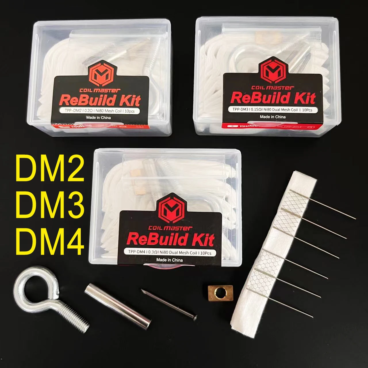 

1 Set DIY Rebuild Kit TPP DM2/3/4 0.15/0.2/0.3ohm Mesh Coil Resistance Heating Wire with Tools Cartridge Vaporizer Grid Kit