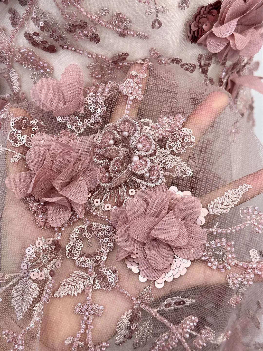 High quality,Beads With 3D Flowers,Decal, Embroidery French tulle net, African Fabric Lace, Party dresses .Weddings,Shirt