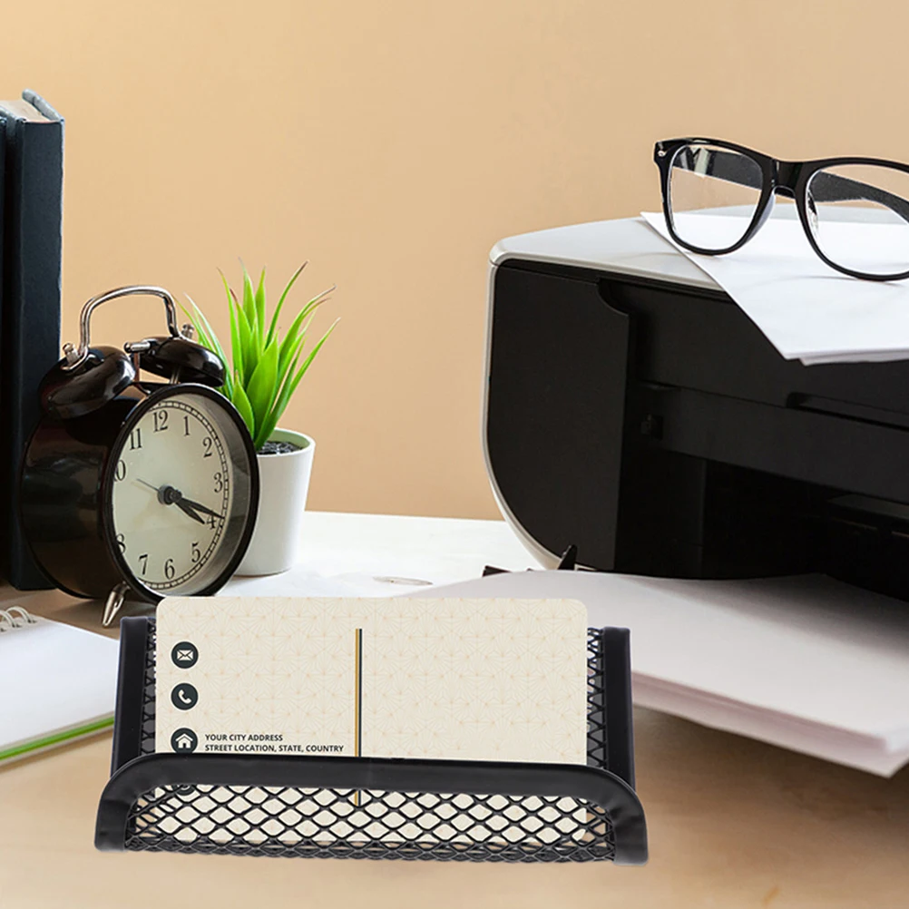 4pcs Business Card Holder Metal Name Cards Rack for Desk Display Stand Office Table Organizer Storage Card Base
