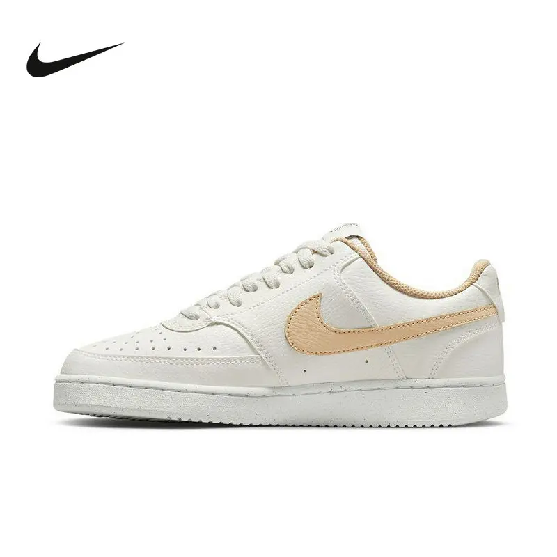 Nike DH3158 103 Womens Low Top Casual Shoes Off White Beige Leather Breathable Rubber Outsole Street Sneakers