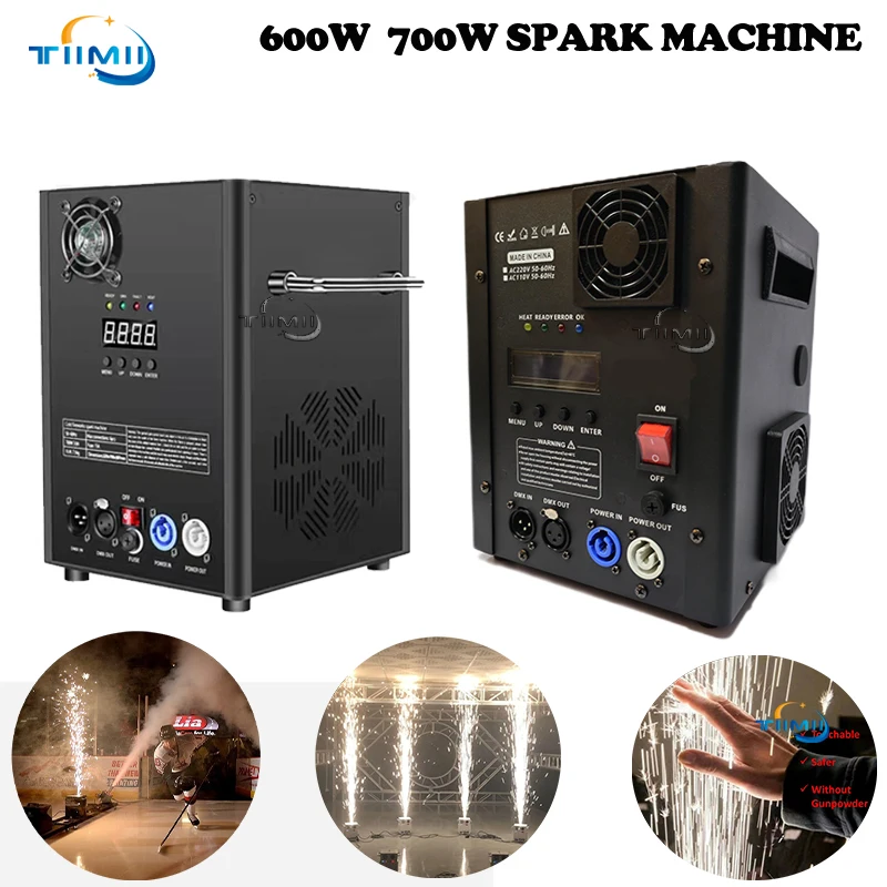

600W 700W Cold Spark Machine DMX Remote Cold Fireworks Fountain Ti Powder Sparkular Machine For Wedding Party DJ Flightcase