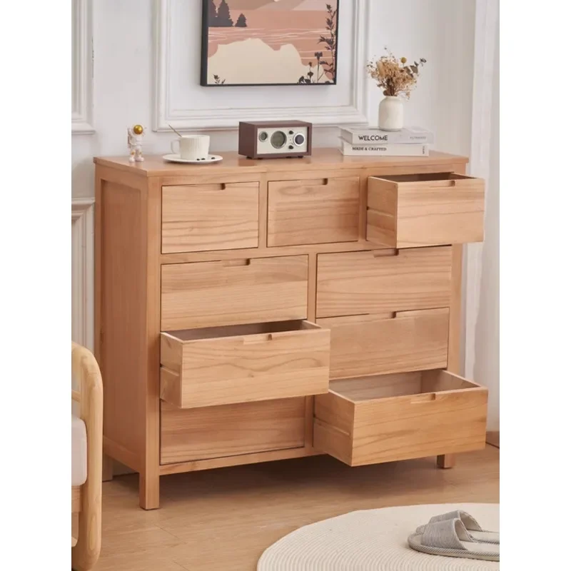 Gabinete de almacenamiento de madera maciza para sala de estar, casillero, cofre tipo cajón, dormitorio, mesita de noche, gabinete de TV, piso a ceilin