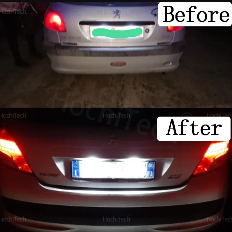 For Peugeot 206 207 307 308 407 5008 Partner Citroen C3 C4 C5 Car LED License Number Plate Light Lamp White Light view 6