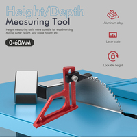 Adjustable 0-60mm Table Saw Depth Gauge Aluminum Alloy Metric&Inch Scale Setting Blade Router Bits Bench Height Measuring Gauge