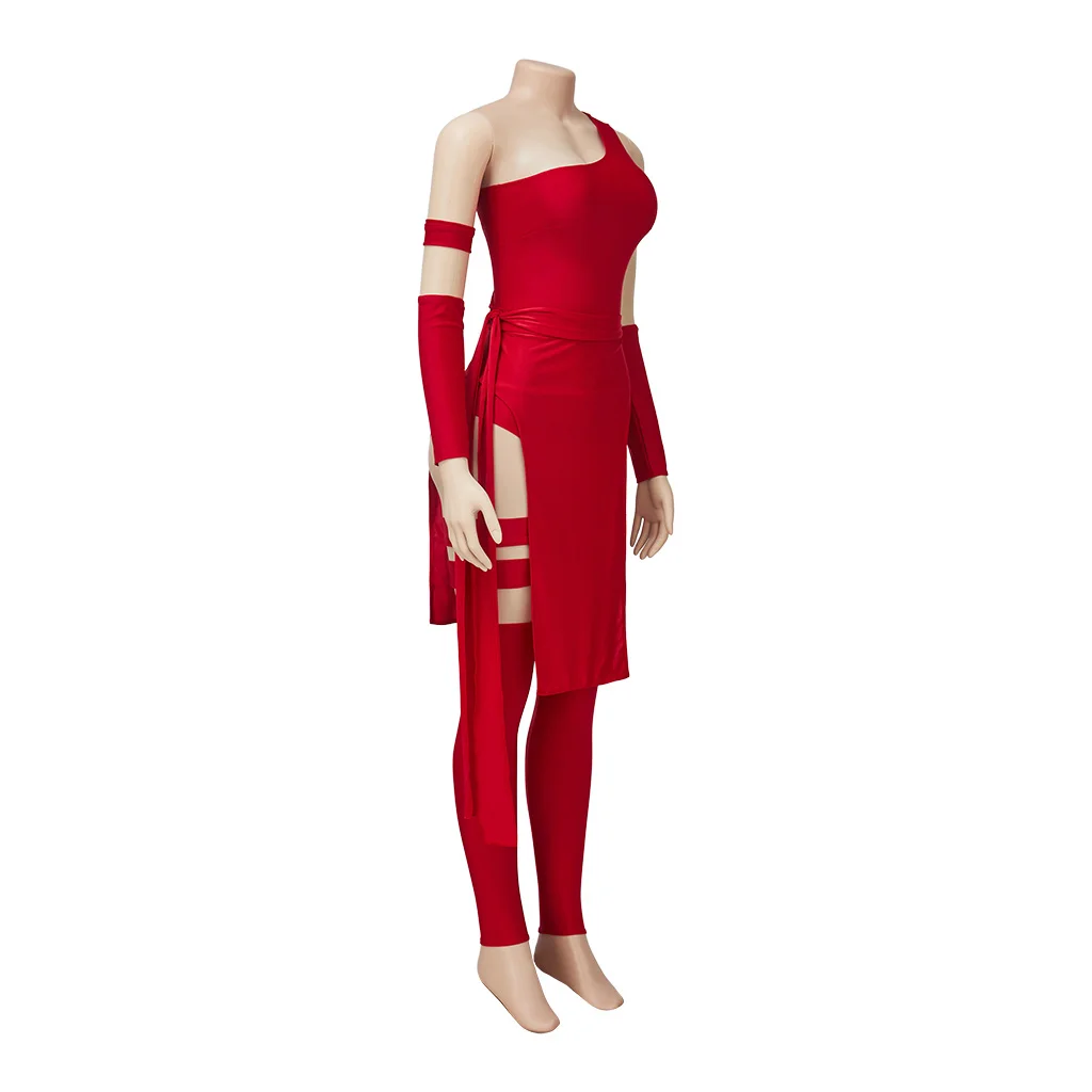 Anime Elektra Natchios Cosplay Costume Sexy Red Dress With Headgear Women Halloween Party Superhero Elektra Fighting Gown view 3