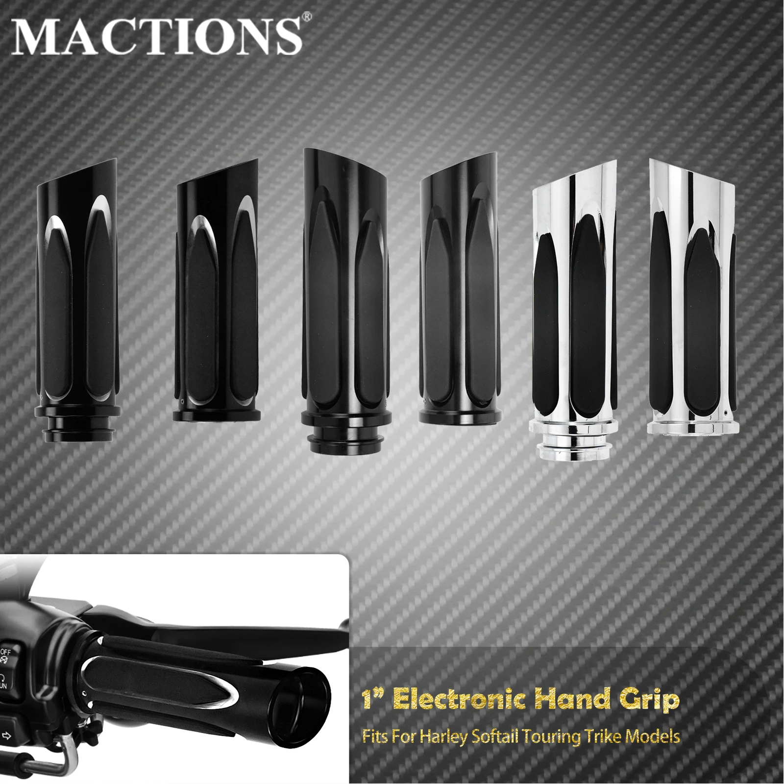 

Motorcycle 1'' Electronic Hand Grips Soft Touch Comfort Throttle Handle Bar Grip CNC 25mm Handlebar For Harley Touring Softail