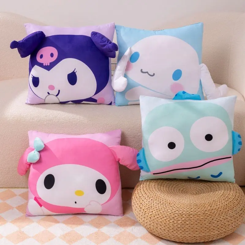 

Lovely Kuromi My Melody Cinnamoroll Plush Toy Kawaii Japanese Style Anime Double Sided Printing Throw Pillow Back Cushion Girl