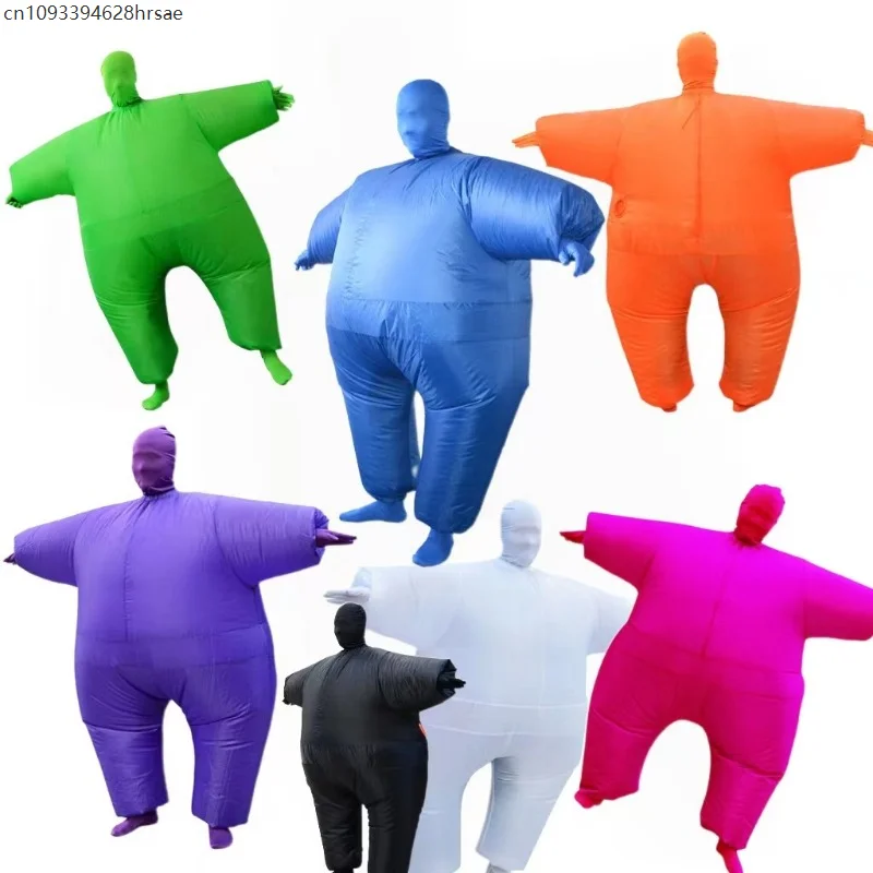 

Masked Inflatable Clothes Funny Fat Man Xmas Halloween Performance Clothes Cartoon Doll Suit White Salmon Inflatable Costume