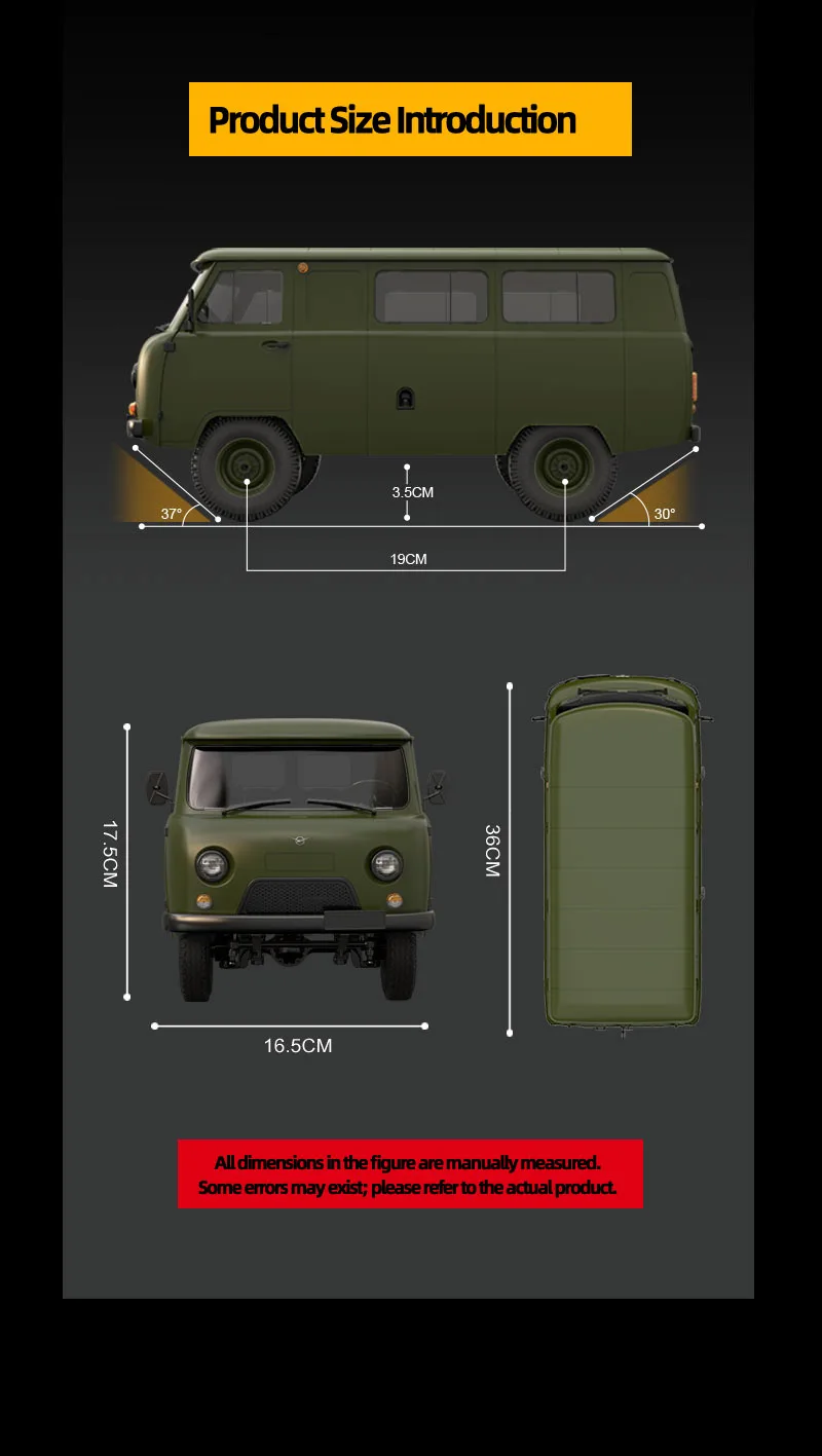 WPL C104 1:12 4WD Off‑Road Van Truck RC Car Four‑Wheel Drive UAZ‑452 Simulated RC Model Vehicle Electric Toy Car for Boys Adults