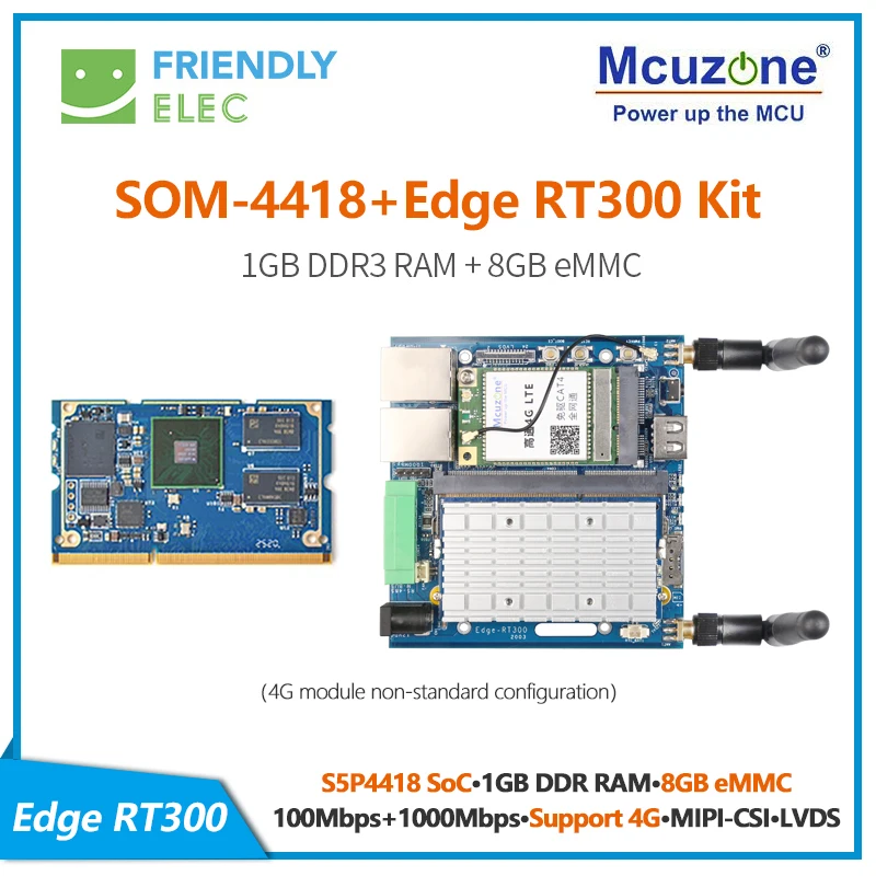 SOM-4418+Edge RT300 Kit  Samsung S5P4418|1GB 32-bit DDR3 RAM| Gbps Ethernet|4G Module Support