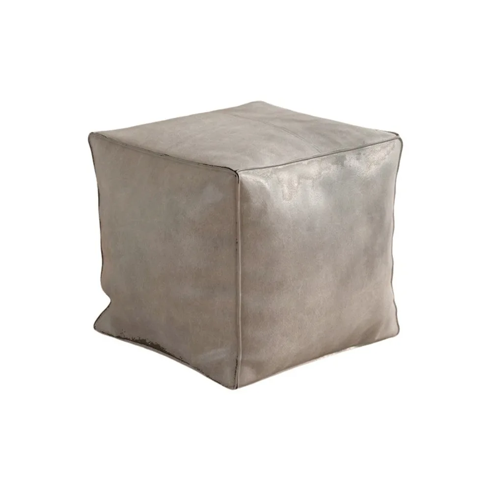 Modern Non-Slip Storage Stool Waterproof Large Capacity Unstuffed Cushion Cover Square Thicken Leather Pouf Shoe-changing