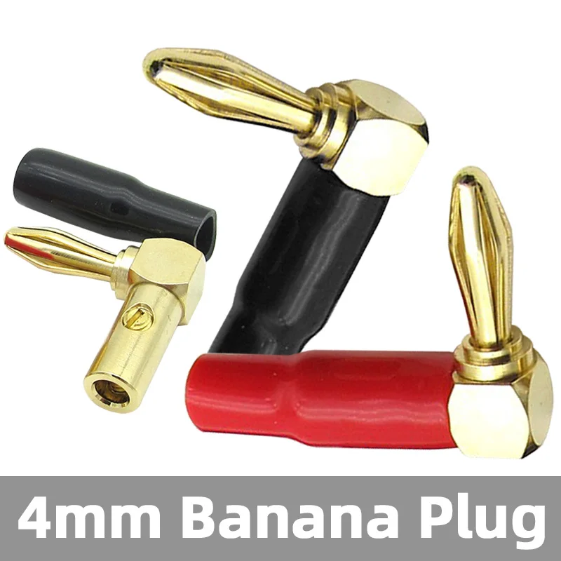 4/8Pcs 4mm L-shaped Right Angle 90 Degree 4mm Banana Plug Audio Video Speaker Banana Connector with Soft Plastic Shell