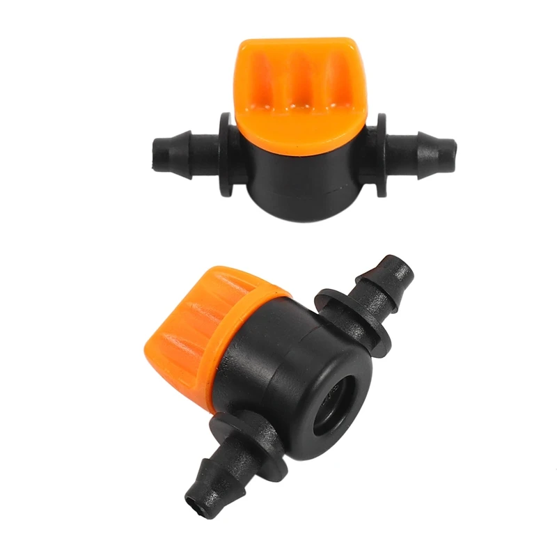 Mini Valve With 4/7Mm Hose Garden Irrigation Barbed Water Flow Control Valve Agriculture Tools Drip Irrigation Fittings 10 Pcs