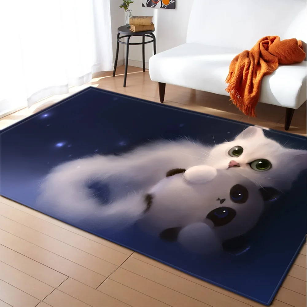 Beach Dog Living Room Carpets Parlor Room Decor Area Rug Kids Play Mat Lovely Cat Bedroom Rug Flannel Anti-slip Kitchen Floormat