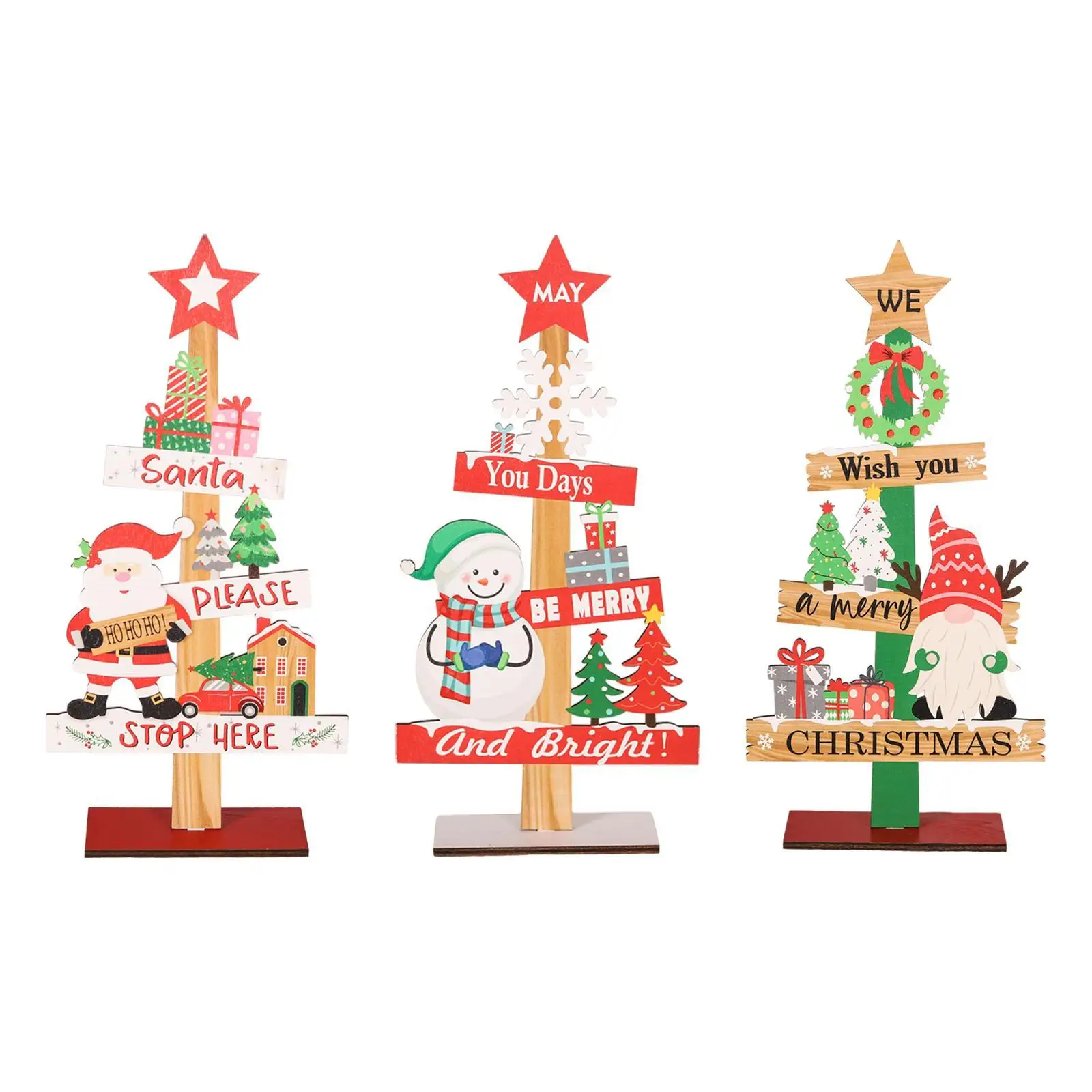 Wooden Xmas Tree Decor Gift Holidays Supplies Farmhouse Holiday Party Coffee Restaurant Indoor Wood Christmas Table Sign