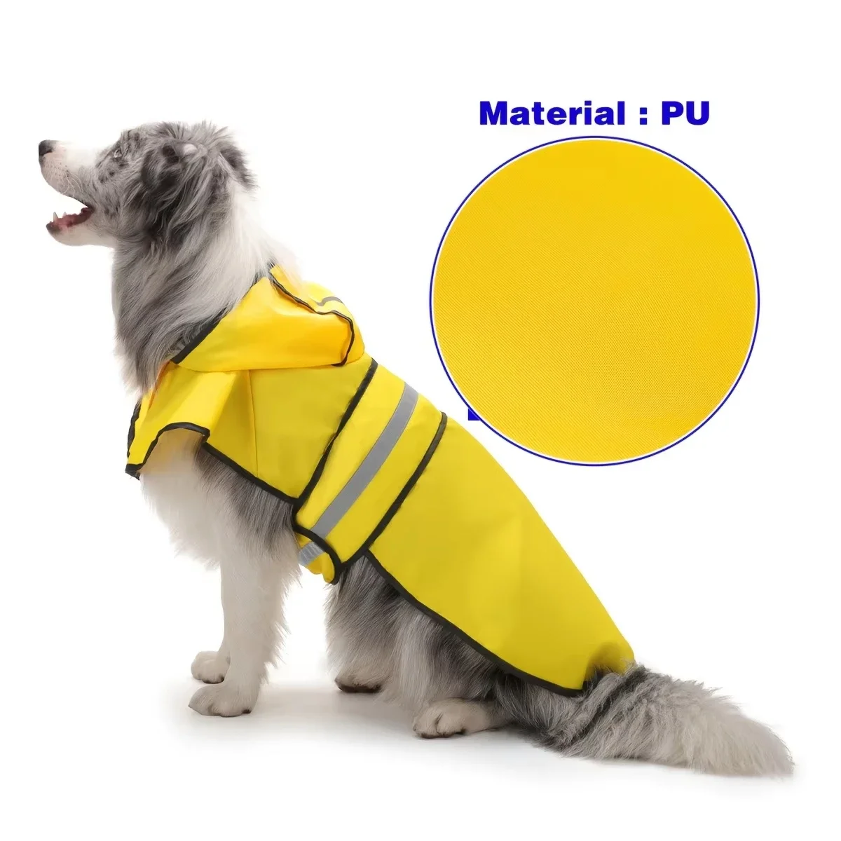 Keep Your Pet Dry And Comfortable - Adjustable Waterproof Windproof Dog Raincoat Double-Layer Yellow Raincoat With Two-Way Wear