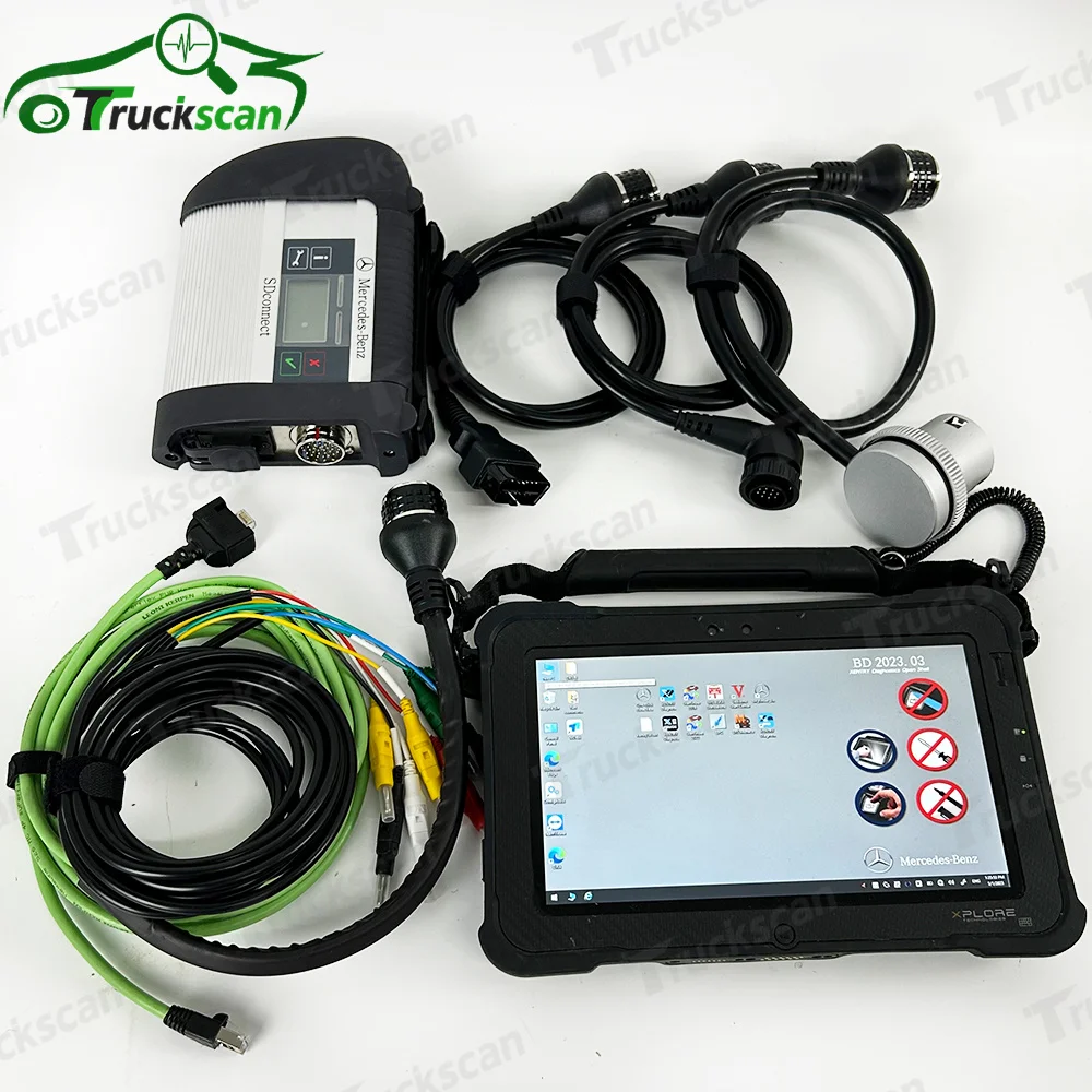 Full Chip DOIP WIFI MB Star C4 SD Connect Quality Diagnosis For Car Truck Bus Xentry 2023-03 Multilingual OBD Tools+FZ G1 tablet