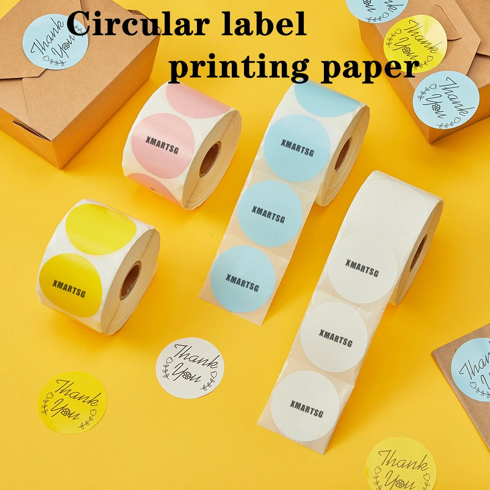 

Printer Label Paper P50/S2/D100/D200 Thermal Printer Sticker Round 50mmx50mm Waterproof Tear-Resistant For Office Kitchen School