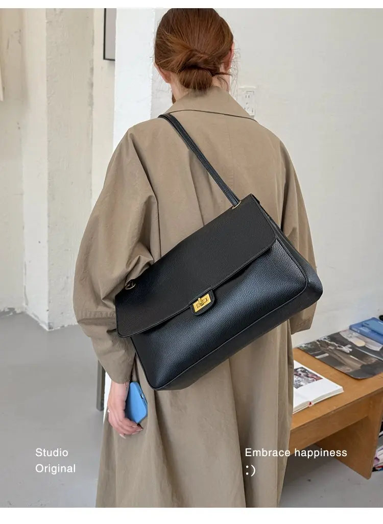 Bolso tipo cubo para mujer, diseño vertical de un solo asa, tapa abatible ancha, diseño sencillo y elegante, adecuado para adultos de 20 a 60 años.