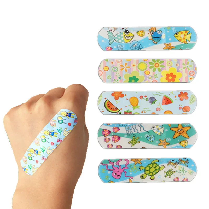 100pcs/set Cartoon Kawaii Band Aid Animal Prints Wound Plaster for Children Kids First Aid Strips Patches Waterproof Bandages