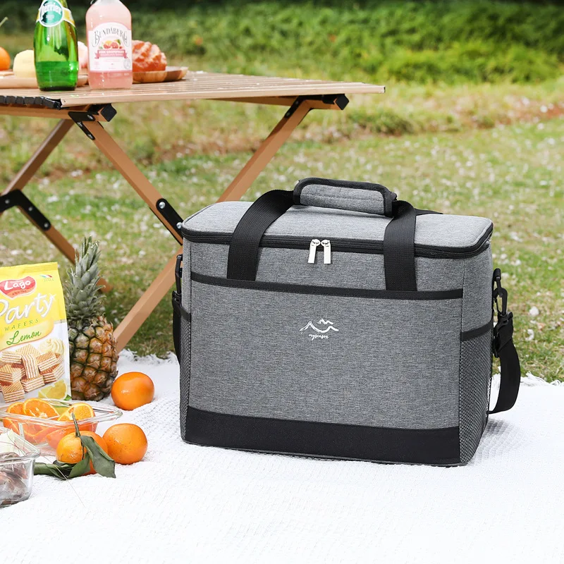 

Portable Square Ice Pack Picnic Bag Large Capacity Oxford Crossbody Fresh-keeping Camping Bag Minimalist Insulated Lunch Box Bag